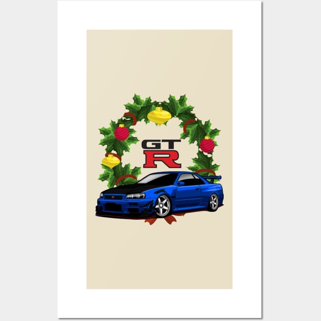 Christmas GTR { Skyline GTR R34 } Wall Art by MOTOSHIFT